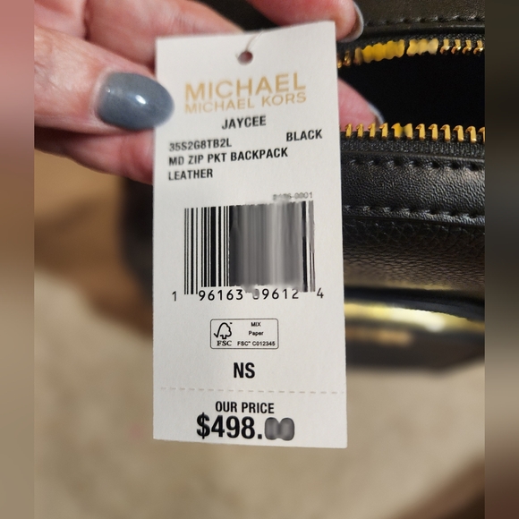 Michael Kors Black Pebbled Leather Backpack Gold Hardware NWT $498 - Picture 6 of 10